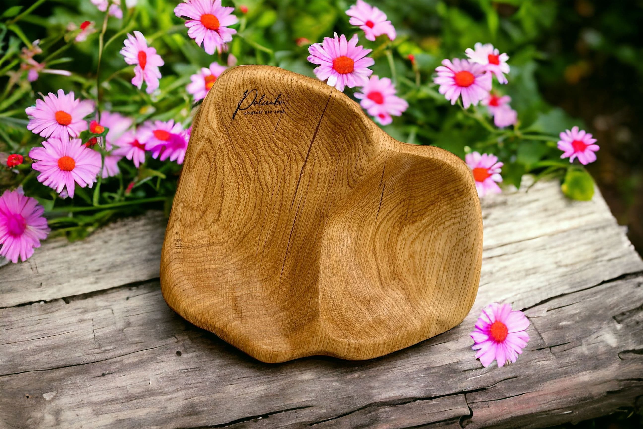 Dvojitá dubová miska na oriešky